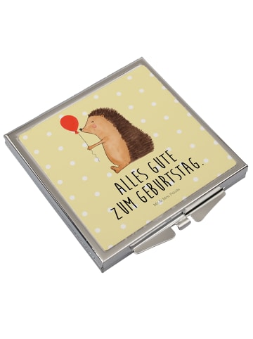 Mr. & Mrs. Panda Handspiegel Igel Luftballon mit Spruch in Gelb Pastell