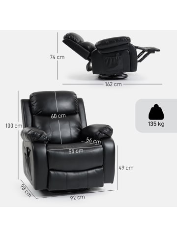 HOMCOM Massagesessel-98L x 92B x 100H cm-Schwarz