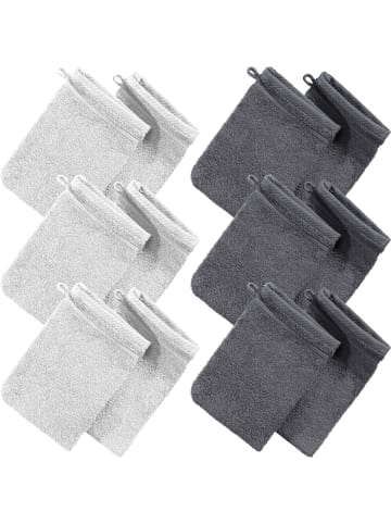 Erwin Müller Frottier Waschhandschuh 12er-Pack Heidelberg in anthrazit-weiß