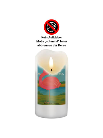 Mr. & Mrs. Panda Kerze Flamingo Stolz Design mit Spruch in Weiß