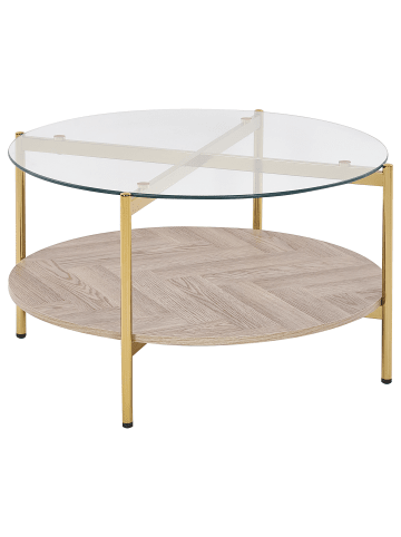 Beliani Couchtisch LOVELL in Gold/Braun - (W) 80 x (H) 45 x (L) 80 cm