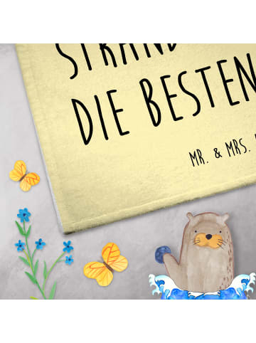 Mr. & Mrs. Panda Gästetuch Sommer Strandtage mit Spruch in Gelb Pastell