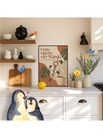 Mr. & Mrs. Panda Wandbild Wohnungsschlüssel Boho Design mit Spruch in Weiß