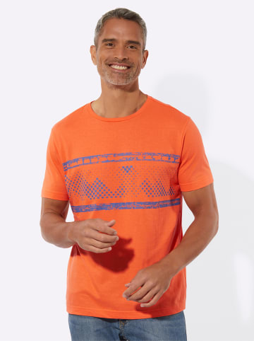 Sieh an! Rundhalsshirt in orange-jeansblau