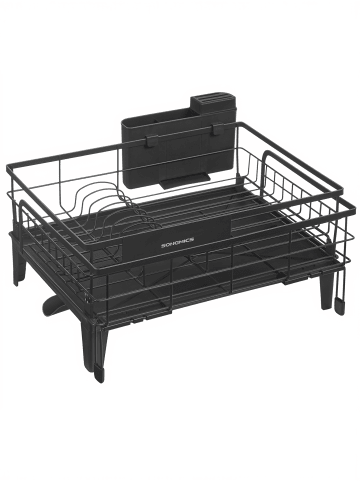 SONGMICS Geschirrständer Patalla in Schwarz - (B)42 x (H)20 x (T)(31-56) cm