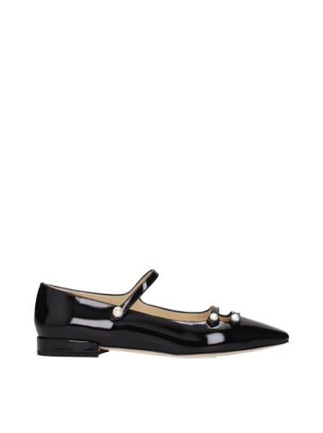 Schwarz Leder Ballerina Flache Schuhe