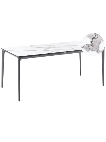 Beliani Esstisch SOVARETO in Weiß/Grau - (W) 90 x (H) 75 x (L) 180 cm