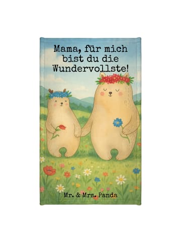 Mr. & Mrs. Panda Gästehandtücher Bären mit Blumenkranz Design mi... in Weiß