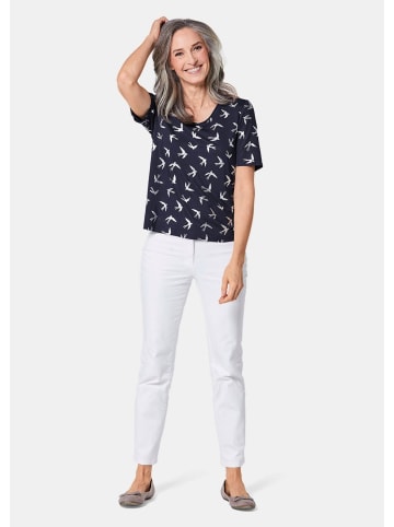 GOLDNER Druckshirt Topmodisches Shirt mit glänzendem Druck in marine / silber