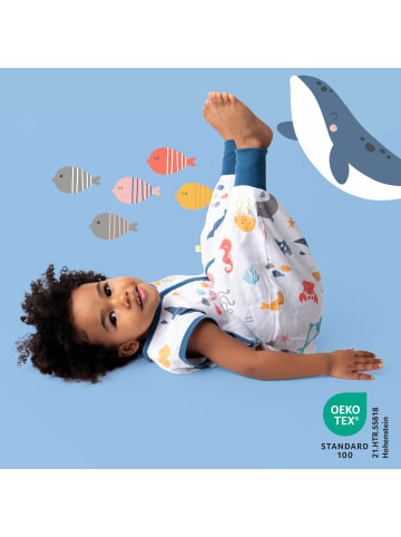 Schlummersack Musselin Schlafsack mit Füßen, 0.5 TOG in Hellblau