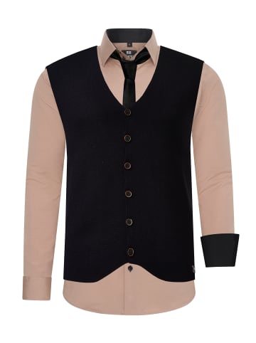 Rusty Neal Hemd mit Weste und Krawatte 3er Set in Beige