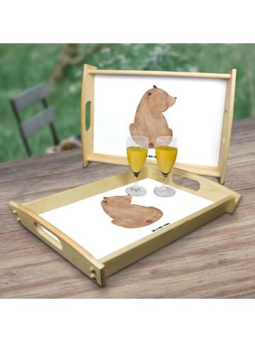 Mr. & Mrs. Panda Servier Tablett Bär Schulterblick ohne Spruch in Weiß