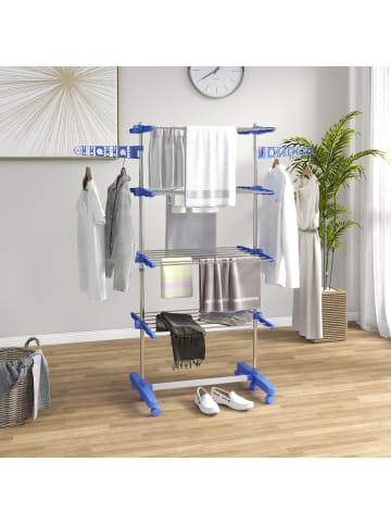 HOMCOM Wäscheständer in Blau 142L x 55B x 172H cm