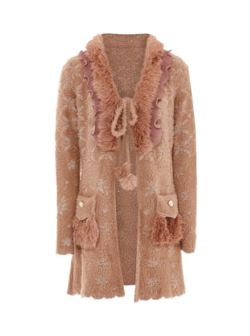 faina Damen Strickjacke in Dunkelrosa Rosa Gold