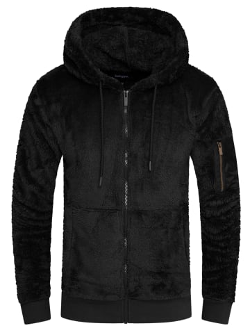 behype Sweatjacke Teddy-Zip in schwarz