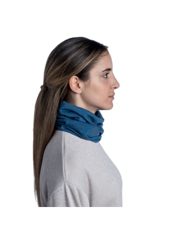 Buff Buff Merino Lightweight Solid Tube Scarf in Blau