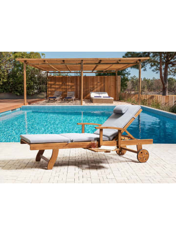Beliani Gartenliege JAVA PREMIUM in Braun/Grau - (W) 64 x (H) 35 x (L) 196 cm