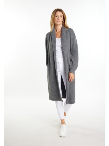 usha WHITE LABEL Damen Long Cardigan in Dunkelgrau Melange