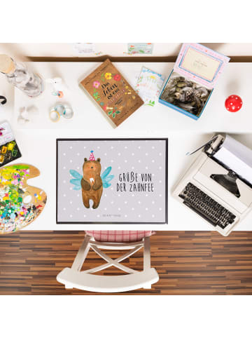 Mr. & Mrs. Panda schreibtischunterlage Bär Zahnfee mit Spruch in Grau Pastell