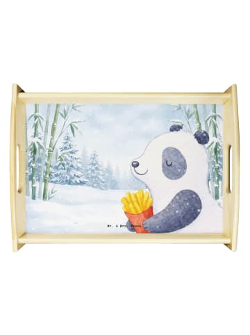 Mr. & Mrs. Panda Rechteckiges Tablett Panda Winter Pommes Design... in Weiß