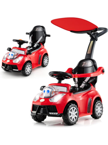 COSTWAY 3-in-1 Rutschauto mit Schiebestange in Rot