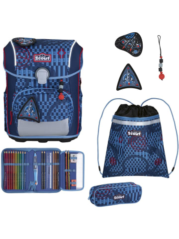 Scout Neo Safety Light Schulranzen-Set 4-tlg. Space Explorer in blau