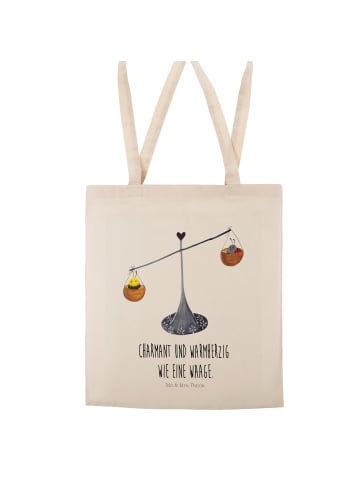 Mr. & Mrs. Panda Henkeltasche Sternzeichen Waage mit Spruch in Creme