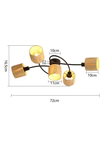 ZMH Deckenleuchte in Schwarz 5-flammige E14 schwenkbar Flurlampe