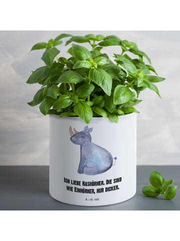 Mr. & Mrs. Panda Blumentopf Einhorn Nashorn mit Spruch in Weiß