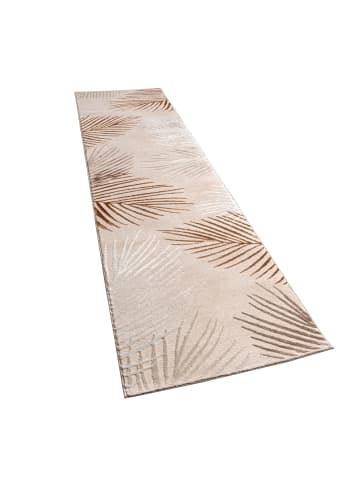 KADIMA DESIGN Teppich Kurzflor Blätter Wohnzimmer in Beige