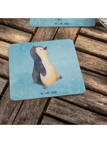 Mr. & Mrs. Panda Bierdeckel Pinguin mHerzieren ohne Spruch in Eisblau
