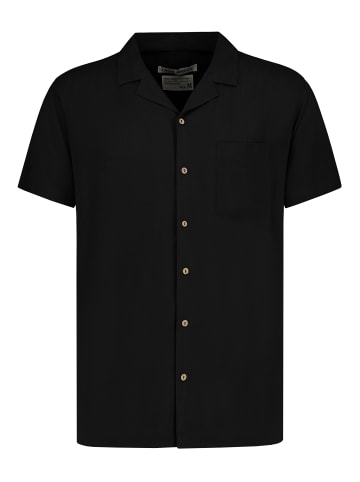Urban Surface Kurzarm Hemd mit Brusttasche und Canvas Material in Schwarz