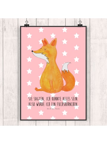 Mr. & Mrs. Panda Print Einhorn Fuchs mit Spruch in Rot Pastell