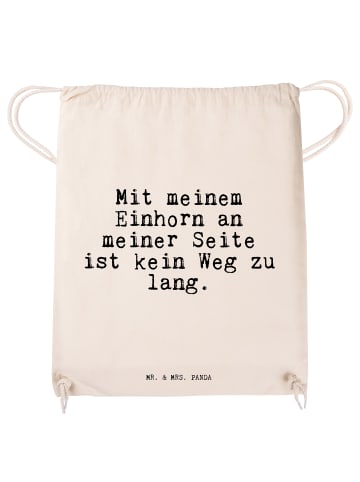 Mr. & Mrs. Panda gym tasche Mit meinem Einhorn an... mit Spruch in Creme