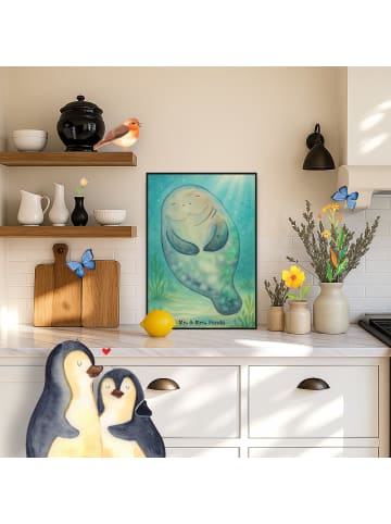 Mr. & Mrs. Panda Poster Seekuh Happy Design ohne Spruch in Weiß