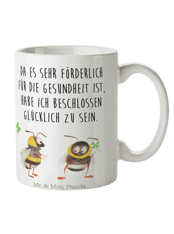 Mr. & Mrs. Panda Porzellantasse Hummeln Kleeblatt mit Spruch in Weiß