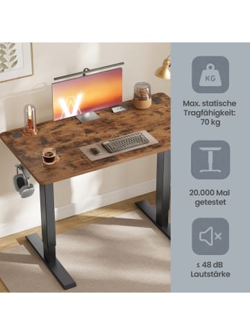 VASAGLE Stehtisch Balok in Braun - (B)100 x (H)(72-120) x (T)60 cm