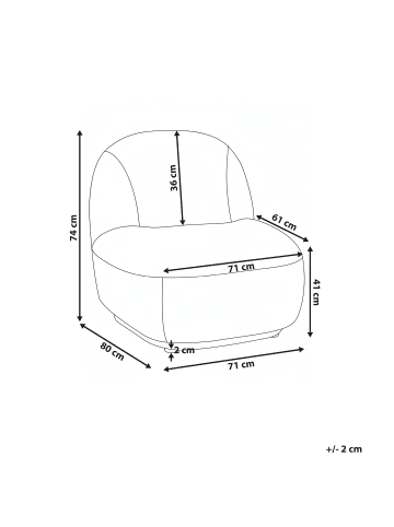 Beliani Sessel LOVBERG in Weiß - (W) 71 x (H) 74 x (L) 80 cm