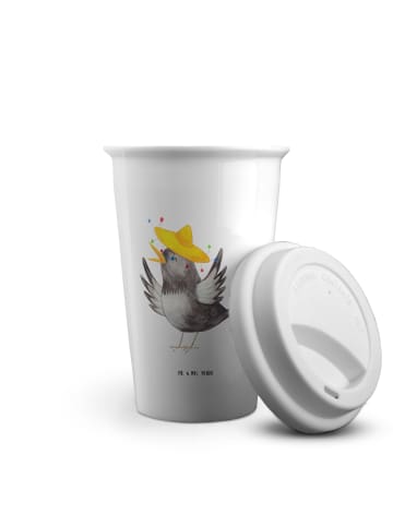 Mr. & Mrs. Panda Kaffeebecher Rabe Sombrero ohne Spruch in Weiß