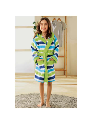 Erwin Müller Frottier Kinder-Bademantel mit Kapuze in grün