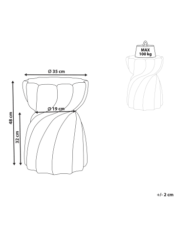 Beliani Beistelltisch ALGUA in Grau - (W) 35 x (H) 48 x (L) 35 cm