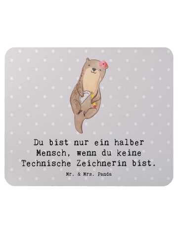 Mr. & Mrs. Panda Mauspad Technische Zeichnerin Herz mit Spruch in Grau Pastell