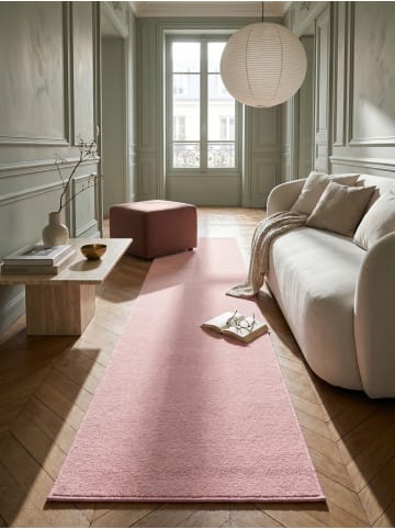KADIMA DESIGN Teppich Kurzflor Waschbar Einfarbig AMMER Strapazierfähig OEKO-TEX in Rosa