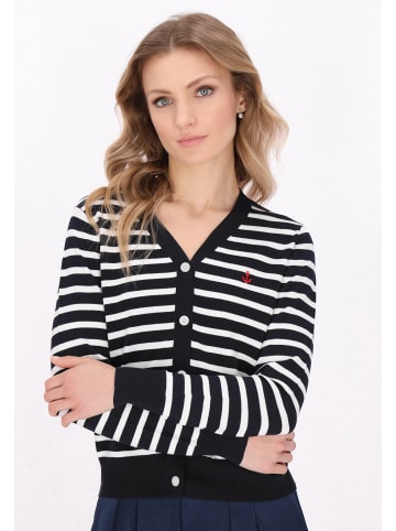 DreiMaster Women Cardigan in navy offwhite stripe