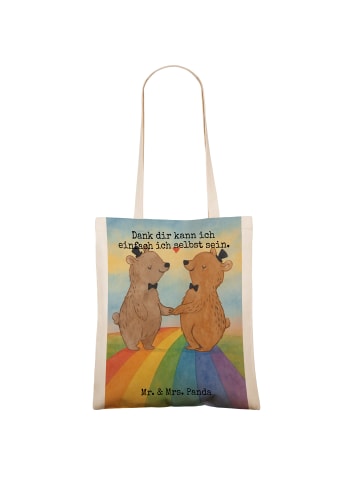 Mr. & Mrs. Panda Jutebeutel Bären Gay Pride Design mit Spruch in Weiß