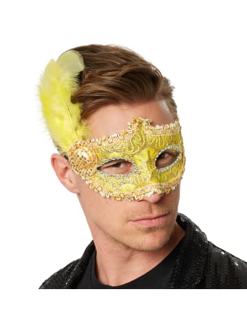 tectake Elegante Halbmaske in Einheitsgröße, gelb