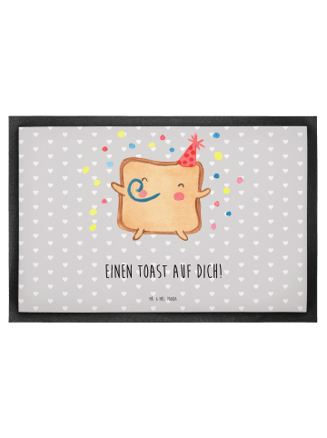 Mr. & Mrs. Panda Fußabstreifer Toast Party mit Spruch in Grau Pastell