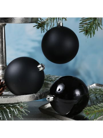 MARELIDA 4er Set Weihnachtskugeln bruchfest D: 10cm in schwarz