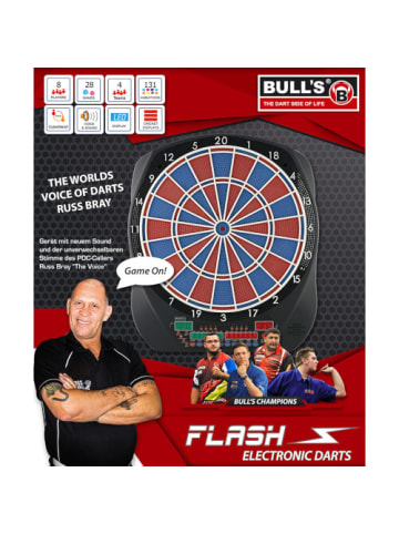 BULLS Elektronische Dartscheibe mit Zweiloch Segmenten E-Dart Flash RB-Sound