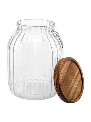 5five Simply Smart Glasbehälter mit Holzdeckel HARMONY, 2 l in Transparent, Ø 13,5 x 18 cm